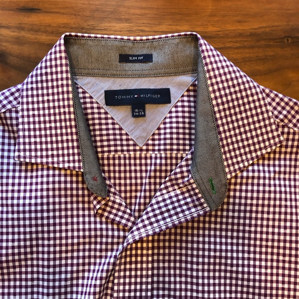 Tommy Hilfiger purple checkered dress shirt